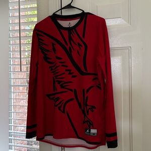 BSN Sports Red Long Sleeve Shirt with Black Bird Design